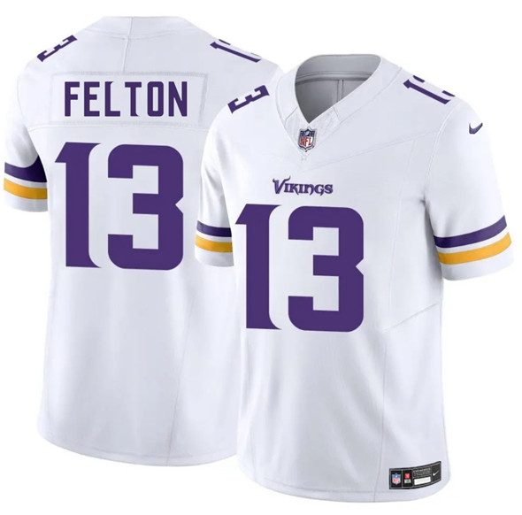 Men's Minnesota Vikings #13 Tai Felton White 2025 Draft F.U.S.E. Vapor Untouchable Limited Football Stitched Jersey
