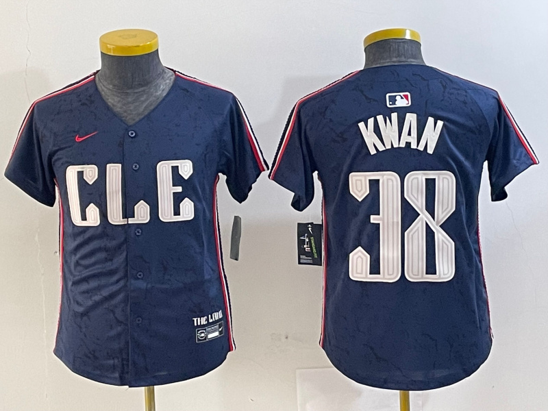 Youth Cleveland Guardians #38 Steven Kwan Navy 2024 City Connect Limited Stitched Baseball Jersey
