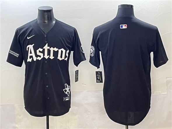 Men's Houston Astros Blank Black Gothic 'Houston Born Barrio Raised' Limited Stitched Baseball Jersey
