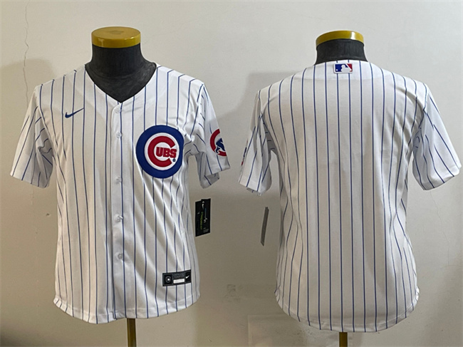 Youth Chicago Cubs Blank White Cool Base Stitched Baseball Jersey