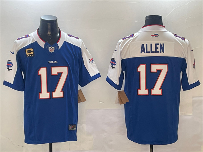 Men's Buffalo Bills #17 Josh Allen Blue White F.U.S.E. With 4-star C Ptach Football Stitched Jersey