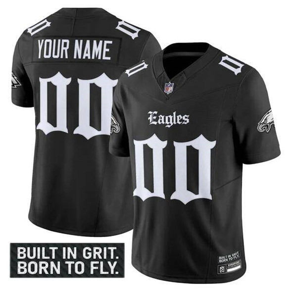 Men's Philadelphia Eagles Active Player Custom Black 2025 F.U.S.E. 'Gothic Philly Edition' Vapor Limited V2 Football Stitched Jersey