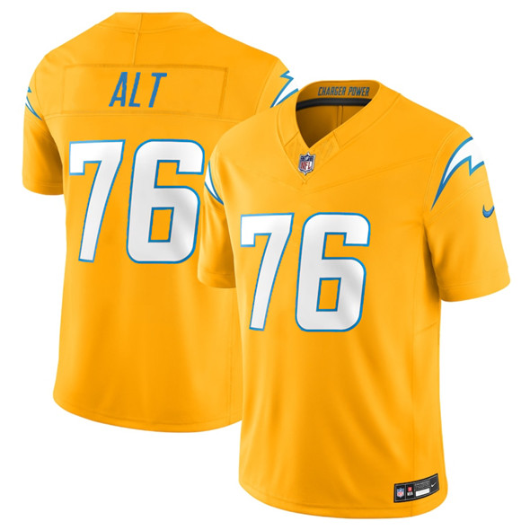 Men's Los Angeles Chargers #76 Joe Alt Gold 2025 F.U.S.E. Alternate Vapor Limited Football Stitched Jersey
