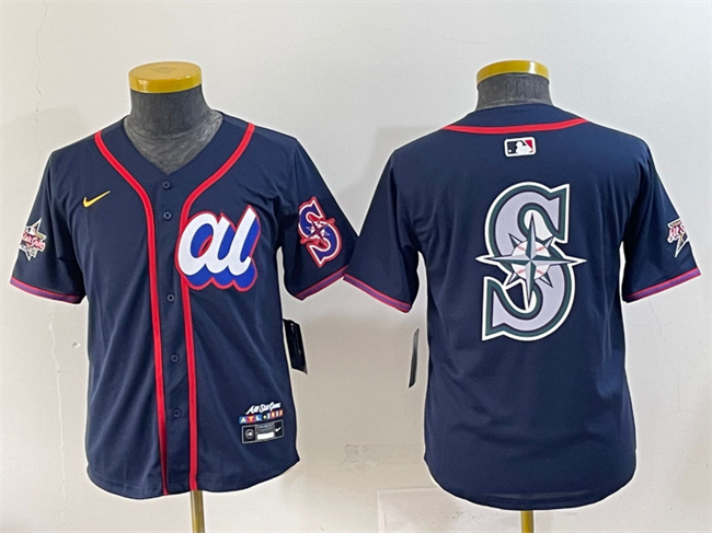 Women's American League Seattle Mariners Team Big Logo Navy 2025 All-Star Edition Limited Stitched Baseball Jersey(Run Small)