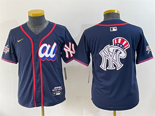 Youth American League New York Yankees Team Big Logo Navy 2025 All-Star Edition Limited Stitched Baseball Jersey