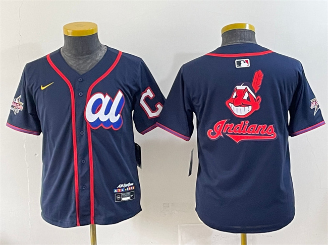 Youth American League Cleveland Guardians Team Big Logo Navy 2025 All-Star Edition Limited Stitched Baseball Jersey