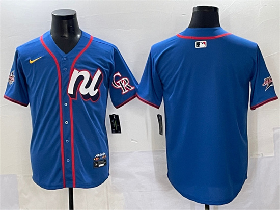 Men's National League Colorado Rockies Blank Blue 2025 All-Star Edition Limited Stitched Baseball Jersey