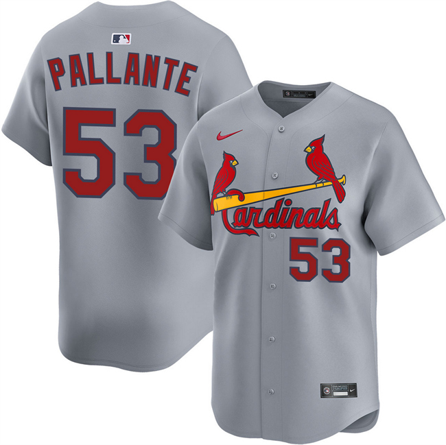 Men's St. Louis Cardinals #53 Andre Pallante Gray 2024 Away Limited Stitched Baseball Jersey