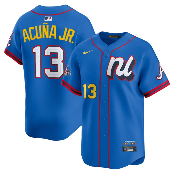 Men's National League #13 Ronald Acuna Jr. Blue 2025 All-Star Edition Limited Stitched Baseball Jersey