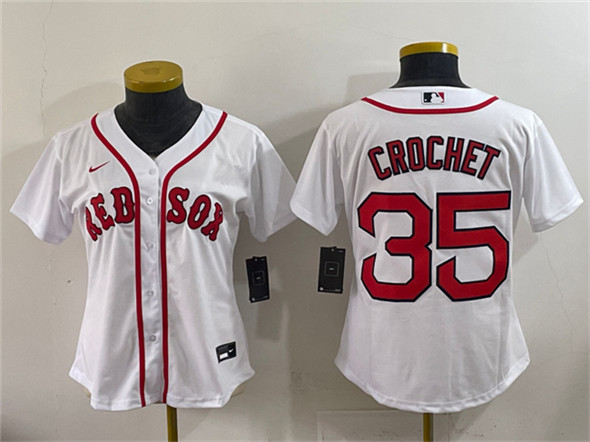 Youth Boston Red Sox #35 Garrett Crochet White Cool Base Stitched Baseball Jersey