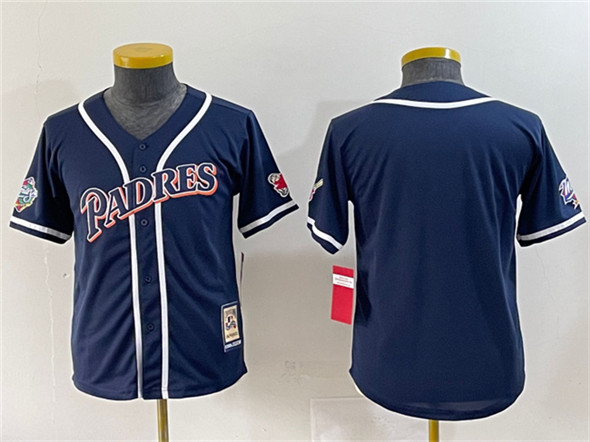 Youth San Diego Padres Blank Navy Throwback With Patch Stitched Baseball Jersey
