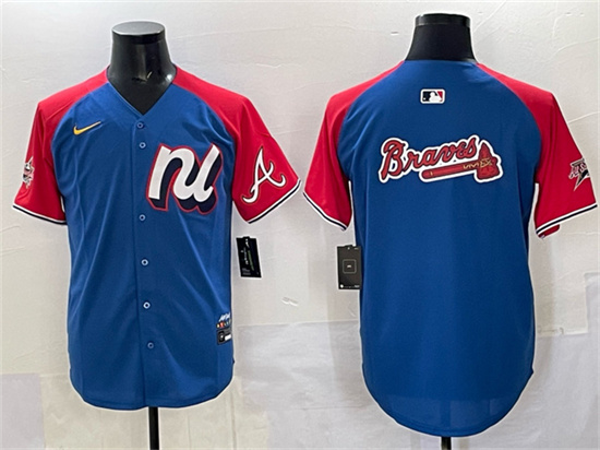 Men's National League Atlanta Braves Team Big Logo Blue Red Alternate 2025 All-Star Edition Limited Stitched Baseball Jersey