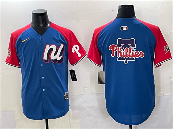 Men's National League Philadelphia Phillies Team Big Logo Blue Red Alternate 2025 All-Star Edition Limited Stitched Baseball Jersey