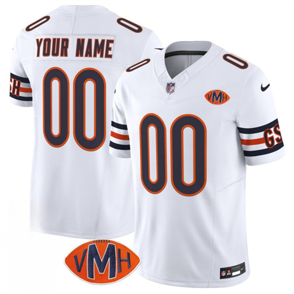 Men's Chicago Bears Active Player Custom White 2025 F.U.S.E. With VMH Patch Vapor Untouchable Limited Football Stitched Jersey