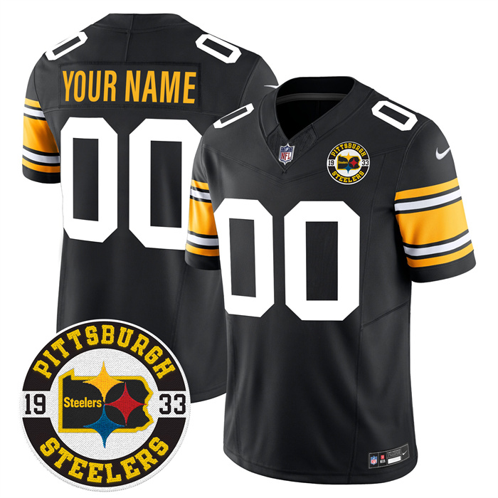 Men’s Pittsburgh Steelers Throwback 1933 Patch black Vapor Limited All Stitched Jersey