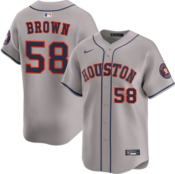 Men's Houston Astros #58 Hunter Brown Gray 2025 Limited Stitched Baseball Jersey