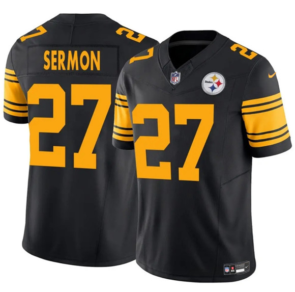Men's Pittsburgh Steelers #27 Trey Sermon Black 2025 F.U.S.E. Color Rush Vapor Untouchable Limited Football Stitched Jersey