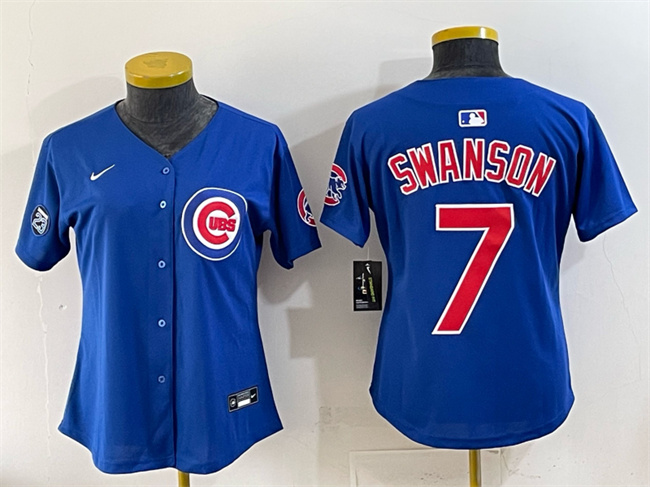 Youth Chicago Cubs #7 Dansby Swanson Royal 'Ryne Sandberg Tribute' Vapor Limited V2 Stitched Baseball Jersey