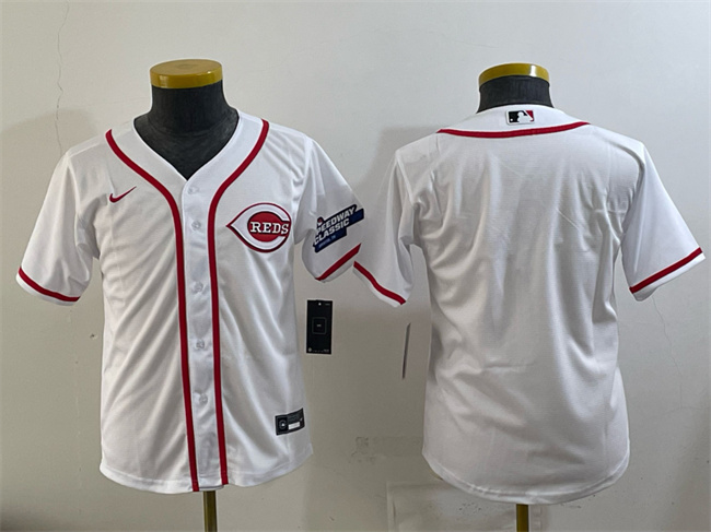 Youth Cincinnati Reds Blank White 2025 Speedway Classic Stitched Baseball Jersey
