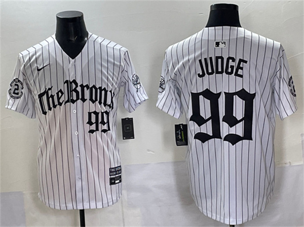 Men's New York Yankees #99 Aaron Judge White Pinstripe 'Gothic Legacy Edition' Vapor Premier Limited Stitched Baseball Jersey