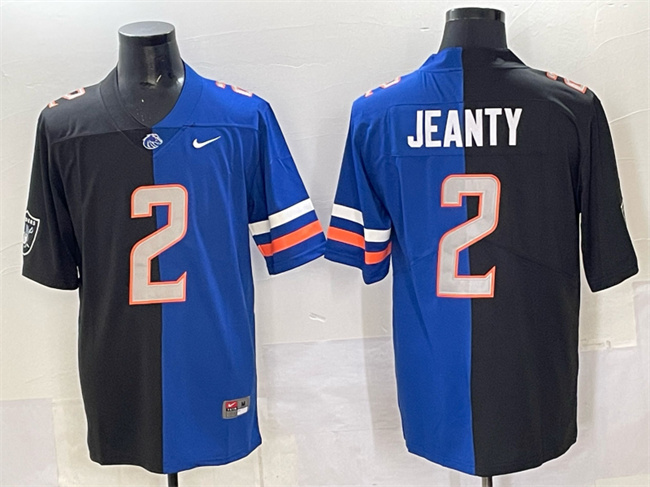Men's Las Vegas Raiders X Broncos #2 Ashton Jeanty Black Blue Split Limited Football Stitched Jersey
