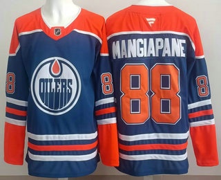 Men's Edmonton Oilers #88 Andrew Mangiapane Blue Authentic Jersey