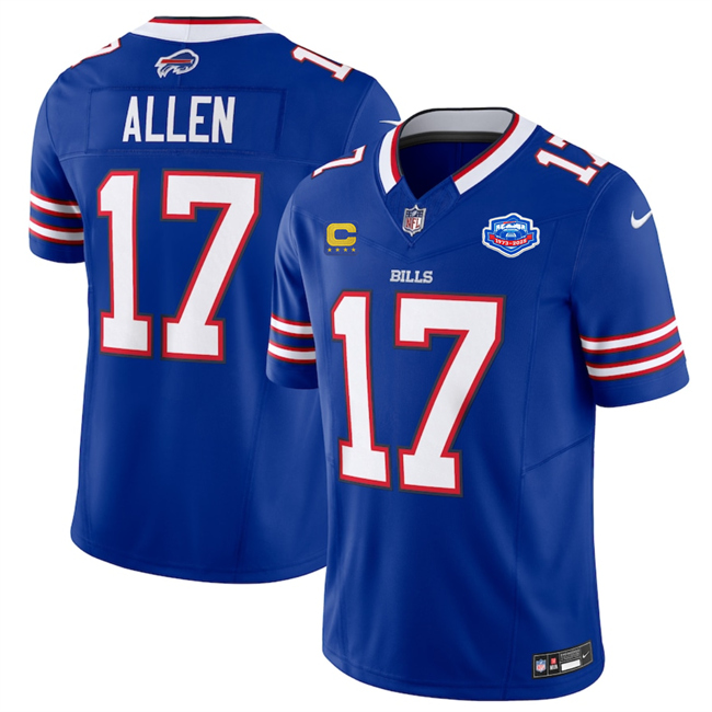 Men's Buffalo Bills #17 Josh Allen Blue 2025 F.U.S.E. With Farewell Patch And 4-Star C Patch Vapor Untouchable Limited Football Stitched Jersey