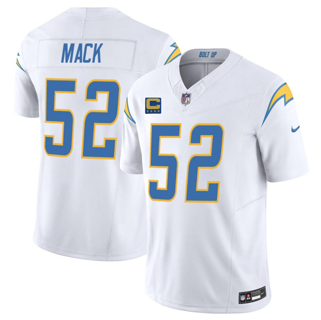 Men's Los Angeles Chargers #52 Khalil Mack White 2025 F.U.S.E With 4-Star C Patch Vapor Limited Stitched Football Jersey