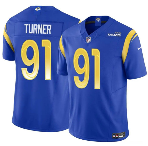 Men's Los Angeles Rams #91 Kobie Turner Blue 2025 F.U.S.E. Vapor Untouchable Football Stitched Jersey