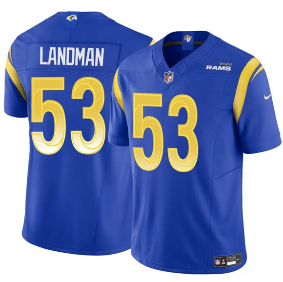 Men's Los Angeles Rams #53 Nate Landman Blue 2025 F.U.S.E. Vapor Untouchable Football Stitched Jersey