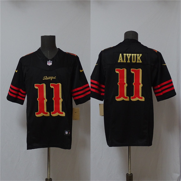 Men's San Francisco 49ers #11 Brandon Aiyuk Black 2025 F.U.S.E. “Rivalries” Vapor Limited Football Stitched Jersey