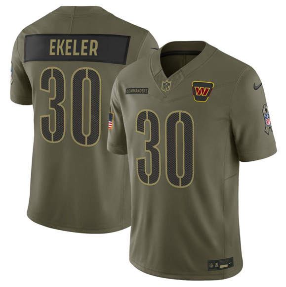 Men's Washington Commanders #30 Austin Ekeler Olive 2025 Salute to Service Limited Football Stitched Jersey