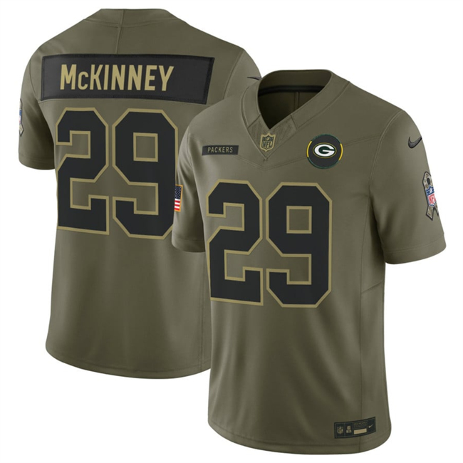 Men's Green Bay Packers #29 Xavier McKinney Olive 2025 F.U.S.E. Salute to Service Limited Football Stitched Jersey