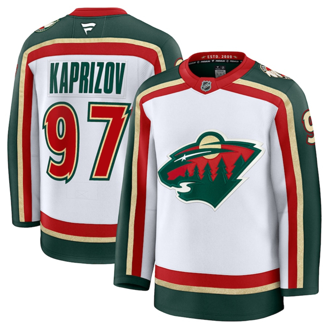 Men's Minnesota Wild #97 Kirill Kaprizov White 2025 25th Anniversary Stitched Hockey Jersey