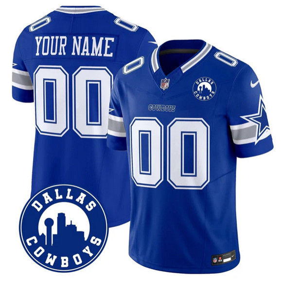 Men's Dallas Cowboys Active Player Custom Royal 2025 F.U.S.E  Dallas City Patch Vapor Untouchable Limited Football Stitched Game Jersey