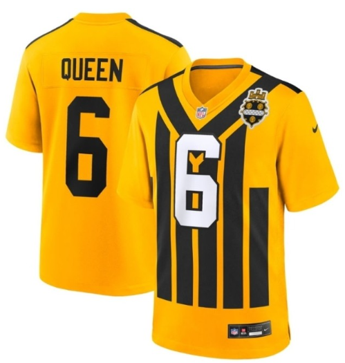 Men's Pittsburgh Steelers #6 Patrick Queen Gold 1933 Throwback Alternate Stitched Football Jersey