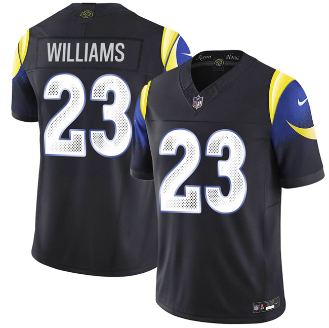 Men's Los Angeles Rams #23 Kyren Williams midnight blue 2025 F.U.S.E. “Rivalries” Vapor Limited Football Stitched Jersey