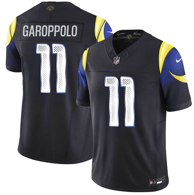 Men's Los Angeles Rams #11 Jimmy Garoppolo midnight blue 2025 F.U.S.E. “Rivalries” Vapor Limited Football Stitched Jersey