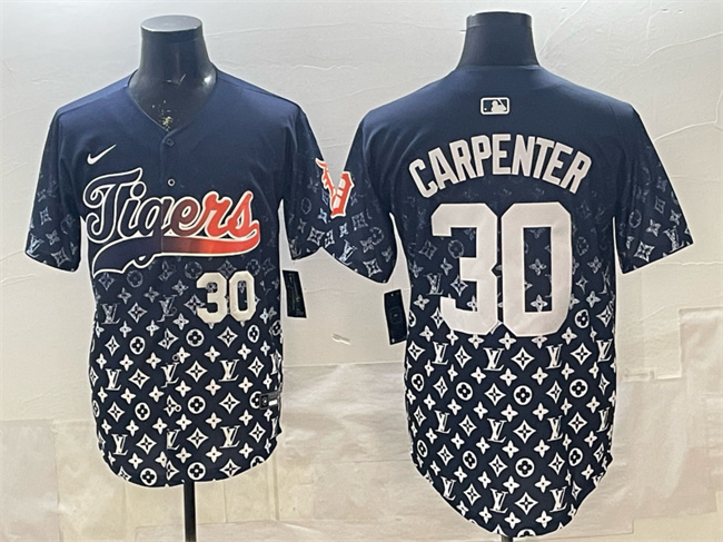 Men's Detroit Tigers #30 Kerry Carpenter Navy With Patch Vapor Premier Limited Stitched Baseball Jersey