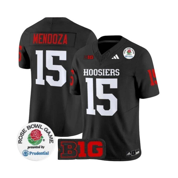 Men's Indiana Hoosiers #15 Fernando Mendoza 2025 F.U.S.E. Rose Bowl Black Stitched Jersey
