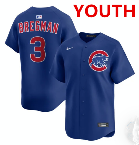 Youth Chicago Cubs #3 Alex Bregman nike Royal alternate limited jersey