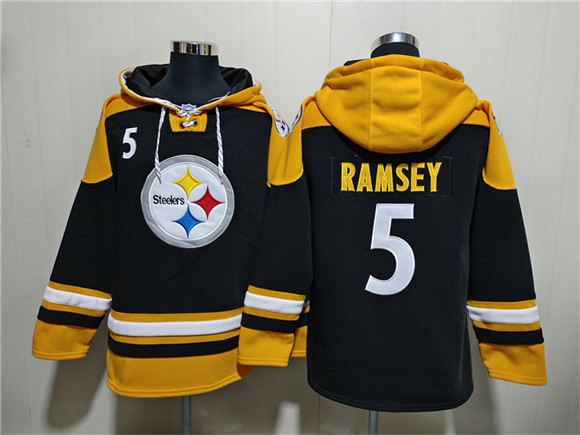 Men's Pittsburgh Steelers #5 Jalen Ramsey Black Ageless Must-Have Lace-Up Pullover Hoodie