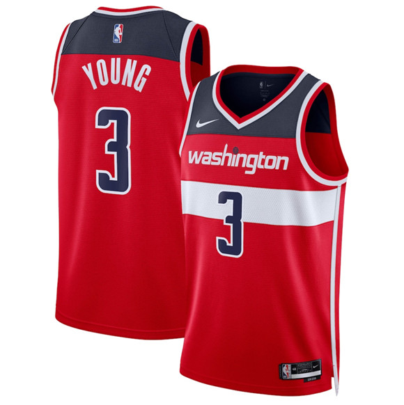Men's Washington Wizards #3 Trae Young Red Icon Edition Stitched Basketball Jersey