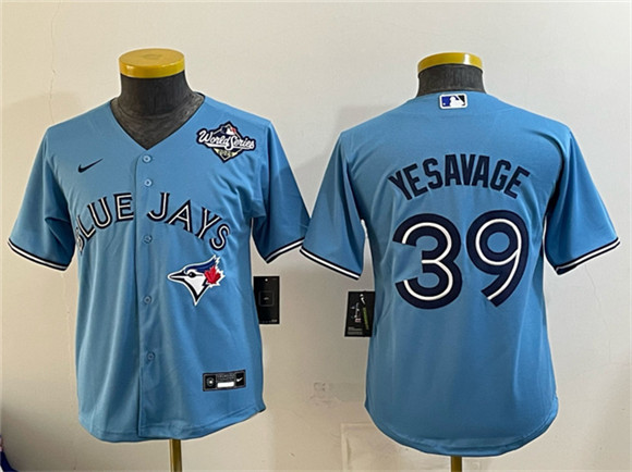 Youth Toronto Blue Jays #39 Trey Yesavage Blue 2025 World Series Cool Base Stitched Baseball Jersey