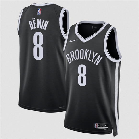 Men's Brooklyn Nets #8 Egor D?min Black Icon Edition Stitched Basketball Jersey