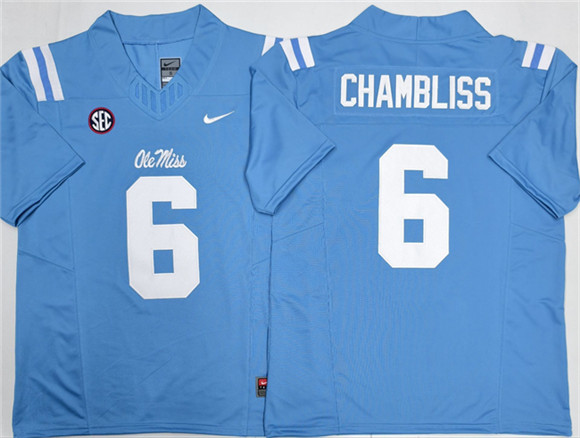 Men's Ole Miss Rebels #6 Trinidad Chambliss Blue 2026 F.U.S.E. Stitched jersey