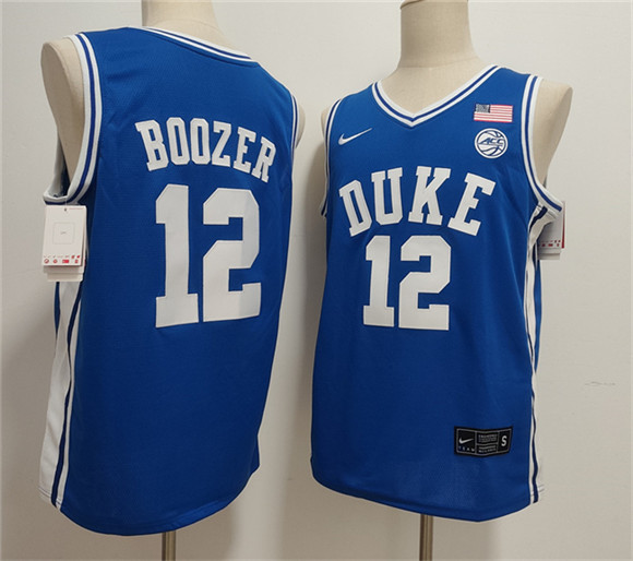 Men's Duke Blue Devils #12 Cameron Boozer Blue Stitched Basketball Jersey