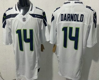 Men's Seattle Seahawks #14 Sam Darnold Limited White FUSE Vapor Jersey