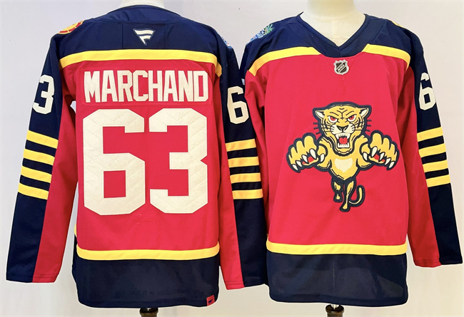 Men's Florida Panthers #63 Brad Marchand Red 2026-2026 Winter Classic Stitched Hockey Jersey