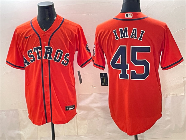 Men's Houston Astros #45 Tatsuya Imai Orange Cool Base Stitched Jersey